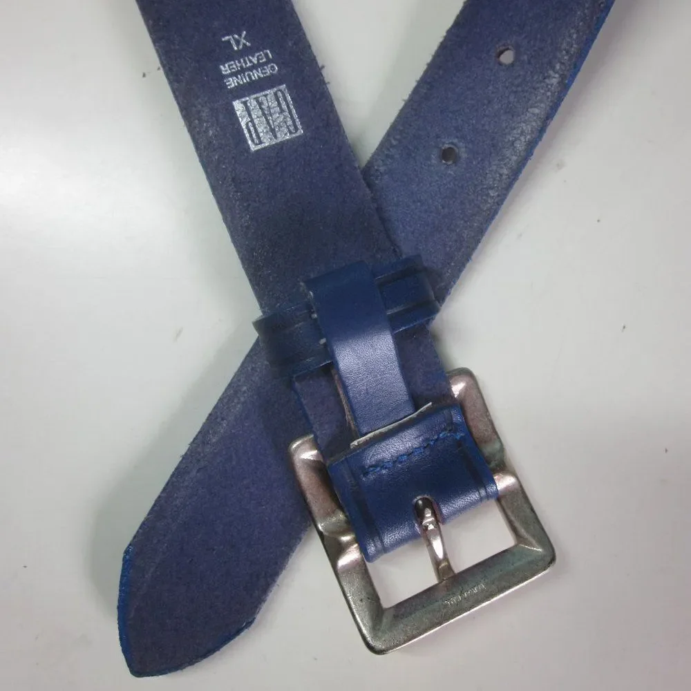 Gap Blue Leather Belt  Solid Brass Buckle  Fits 27